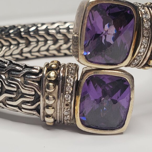 Sterling Silver Amethyst Bypass Bracelet, David Yurman Look-alike - Picture 7 of 10